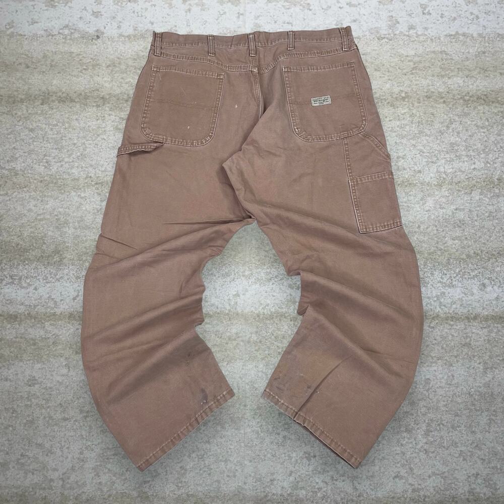 Vintage 90s Wrangler Carpenter Pants 38x30 Baggy Fit Camel Tan Canvas Dungarees